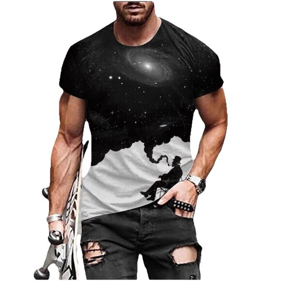 Pipe Smoking Philosopher Print T-Shirt Mens XL Lightweight Printed - Picture 1 of 6